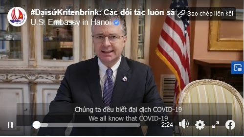 Đại sứ Hoa Kỳ cảm ơn những người Việt Nam đang ở tuyến đầu chống dịch Covid-19